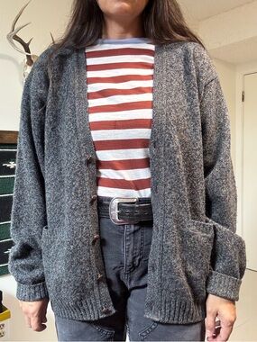 Pendleton Gray Shetland Wool Sweater with Blue Label